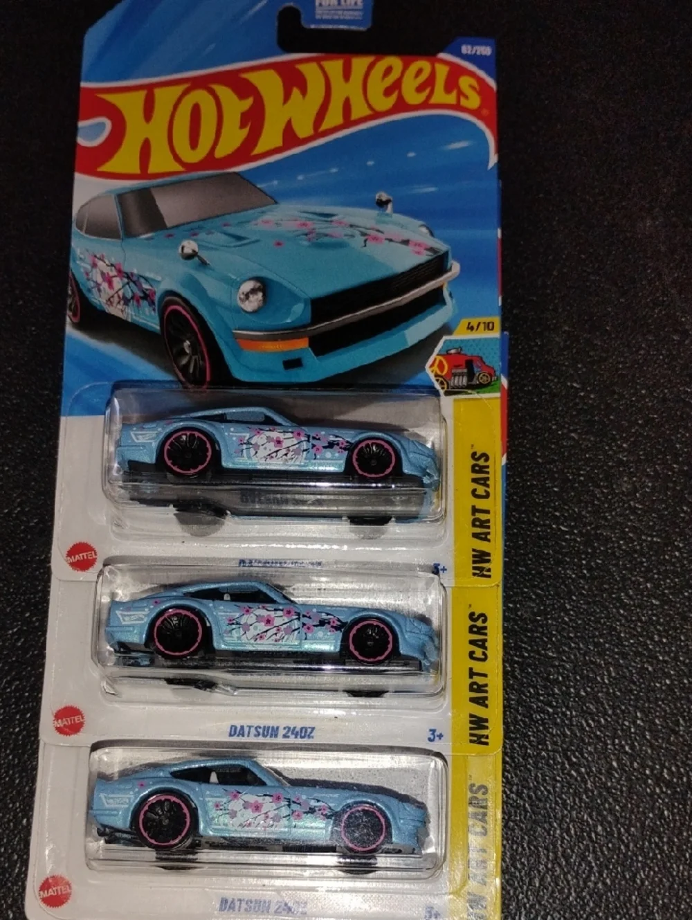3 Hotwheels Light Blue Datsun 240Z